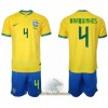 Officiële Voetbalshirt + Korte Broek Brazilië Marquinhos 4 Thuis WK 2022 - Kids